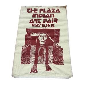 Vg Lg RARE The Plaza Indian Art Fair Canvas Poster Ad Native American Jack Unruh